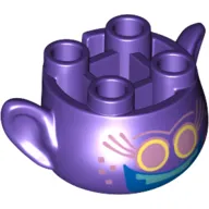 Minifig Head Special, with Ears and 4 Studs on Top, with Face with Big Pink Eyes and Blue Open Mouth Smile Print (Mermaid Troll)
