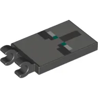 Tile Special 2 x 3 with 2 Clips with Gray, White and Turquoise Squares (Face) Print