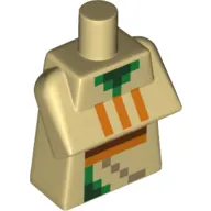Torso Special, Long with Folded Arms with Pixelated Orange and Green Squares Print