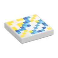 Tile 2 x 2 with Pixelated Blue and Orange Squares Print