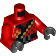 Torso Robes, Pixelated Black and Gold Squares Print, Red Arms, Black Hands