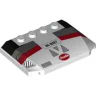 Brick Wedged, Curved Triple 4 x 6 x 2/3 with 4 Studs and Black/Light Bluish Gray/Red Markings, 'IN-MN7', 'Audi'