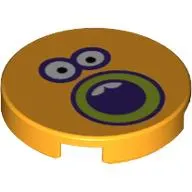 Tile Round 2 x 2 with Bottom Stud Holder with Face with Round Mouth Print