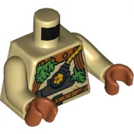 Torso Dive Suit, Dark Orange Collar with Rivets and Belt, Green Seaweed, Apparatus with Gauge Print, Tan Arms, Dark Orange Hands