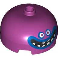 Brick Round 3 x 3 Dome with Center Stud with Face with Eyes, Big Smile with Blue Lips Print