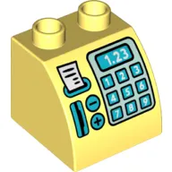 Duplo Brick 2 x 2 x 1 1/2 with Curved Top, Cash Register with '1.23' Print