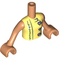 Minidoll Torso Girl with Chefs Suit, Ruffles, Heart Shaped Buttons, Nougat Arms with Hands