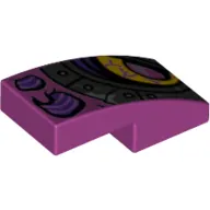 Brick Curved 2 x 1 No Studs [1/2 Bow] with Yellow Eye, Metal Pink Pupil, Silver Armor print
