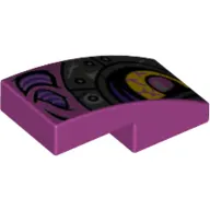 Brick Curved 2 x 1 No Studs [1/2 Bow] with Yellow Eye, Metal Pink Pupil, Silver Armor print