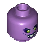 Minifig Head Spider Queen, Fangs, Lime Eyes with Dark Purple Eye Shadow Print