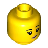 Minifig Head Mei / Heaven Fairy, Eyebrows, Eyelashes, Bright Pink Lips, Slight Smile / Sneer Print