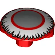 Plate Round 2 x 2 with Rounded Bottom with Light Bluish Grey Circle, Red Circle, White Ruffles