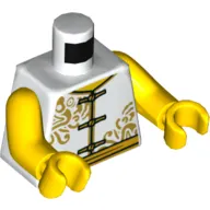 Torso Tunic with Gold Clasps and Sash Belt, with Ornate Gold Decorations Print, Yellow Arms and Hands