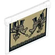 Glass for Window 1 x 4 x 3 - Opening with 2 Chinese Horsemen on Horse, Spears, Dark Tan Background