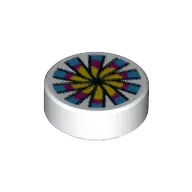 Tile Round 1 x 1 with Chinese Candy print