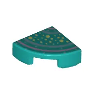 Tile Round 1 x 1 Quarter with Yellow Stars/Dots, Pink/Lavender Curved Lines print