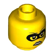 Minifig Head Clara the Criminal, Black Eyemask, Gray Lips, Scar Print