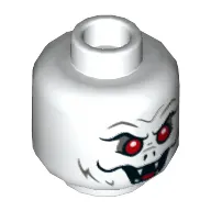 Minifig Head Man-Bat, Red Eyes, Open Mouth with Fangs, Scared / Angry Print