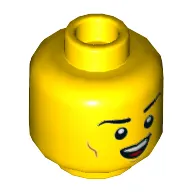 Minifig Head 80's Musician, Cheek Lines, Open Mouth Smile / Closed Eyes with Open Mouth Print