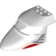Aircraft Fuselage Curved Forward 6 x 10 Top with Metallic Silver/ Red print