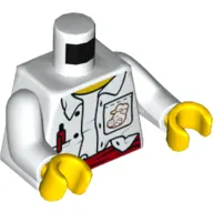 Torso Shirt with Stains, Red Pen, Unbuttoned Print, White Arms, Yellow Hands