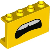 Panel 1 x 4 x 2 - Hollow Studs with Side Supports with Open Mouth, Teeth Print
