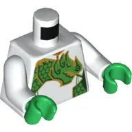 Torso Bodysuit, Green Dragon Print, White Arms, Green Hands