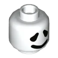 Minifig Head Ghost, Black Eyes, Black Mouth, Happy / Sad Print