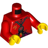 Torso Robe with Silver Necklace, Pendant, Orange Lightning Print (Red Son), Red Arms, Yellow Hands