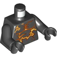 Torso Orange and Yellow Energy Lines Print, Black Arms and Hands