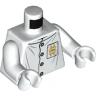 Torso Robe with Gold Buttons and Pocket with Gold Emblem Print, White Arms and Hands