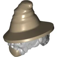 Hair and Hat, Floppy Witch Hat with Dark Bluish Grey Short Bushy Hair and Ear Muffs