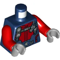 Torso Wetsuit with Gauge, Straps Print, Red Arms, Light Bluish Gray Hands