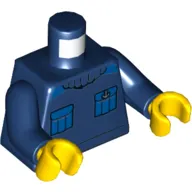 Torso Sweater, Blue Pockets Print, Dark Blue Arms, Yellow Hands