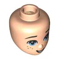 Minidoll Head Bright Light Blue Eyes, Open Mouth, Freckles