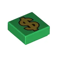 Tile 1 x 1 with Gold Dollar Sign print
