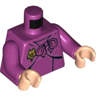 Torso Dress, with Cloak, Bow, and Cat Broach Print, Magenta Arms, Light Nougat Hands