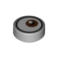 Tile Round 1 x 1 with Reddish Brown Eye Looking Left (White Dot on Top) Print