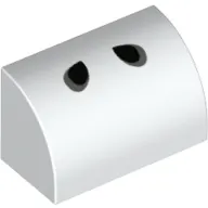 Brick Curved 1 x 2 x 1 No Studs with Two Black Tear Drops (Dry Bones Nostrils) Print
