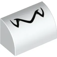 Brick Curved 1 x 2 x 1 No Studs with Jagged Black Line (Dry Bones Mouth) Print