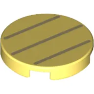 Tile Round 2 x 2 with Bottom Stud Holder with Three Dark Tan Lines Print