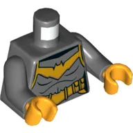 Torso Armor, Bright Light Orange Bat Logo and Utility Belt Print (Batgirl), Dark Bluish Gray Arms, Bright Light Orange Hands