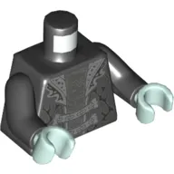 Torso Jacket, Open over Dark Bluish Gray Undershirt, Silver Lapels and Fastener Print, Black Arms, Light Aqua Hands