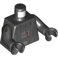Torso Armor with Silver Stiped Collar, Control Panel, and Belt Print, Black Arms and Hands with Silver Lines Print