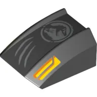 Brick Curved 2 x 2 with Lip, No Studs with Jurassic World Logo and Claw Marks Print