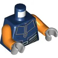 Torso Jumpsuit with Orange Lines, and Silver Belt Print (Ahsoka Tano), Orange Arms, Light Bluish Gray Hands