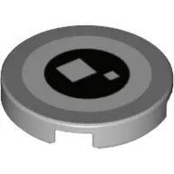 Tile Round 2 x 2 with White and Black Circle, 2 White Squares (Brickheadz Eye) print