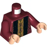 Torso Robe, Dark Brown Fur, Gold Shirt Print, Dark Red Arms, Light Nougat Hands