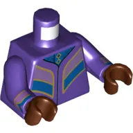 Torso Robe with Gold Trim, Medium Lavender and Blue Panels Print, Dark Purple Arms, Reddish Brown Hands