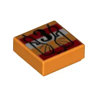 Tile 1 x 1 with Black '3', Red/White Stripes print